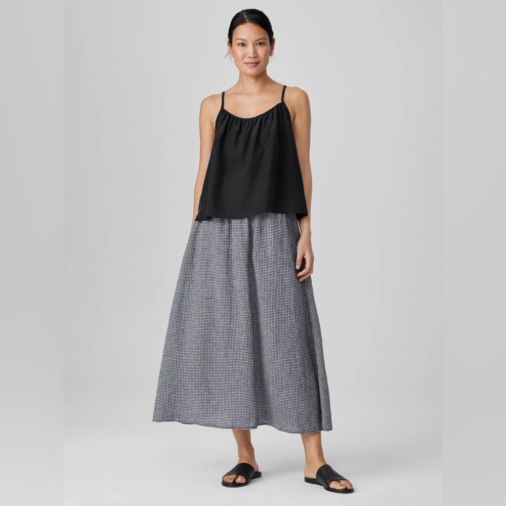 Eileen Fisher organic linen black and gray A-Line Skirt